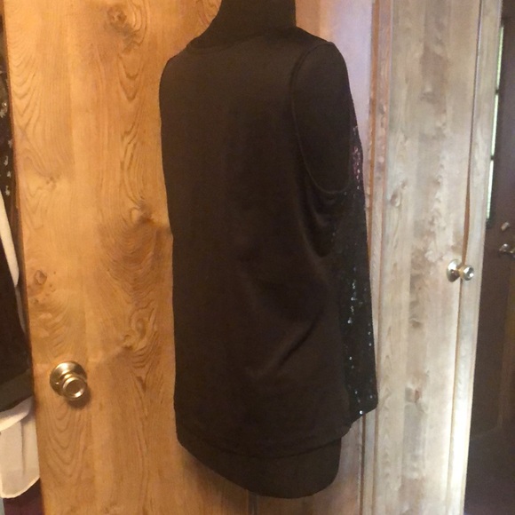 Pretty Black Sequin Blouse by Covington - Picture 3 of 12